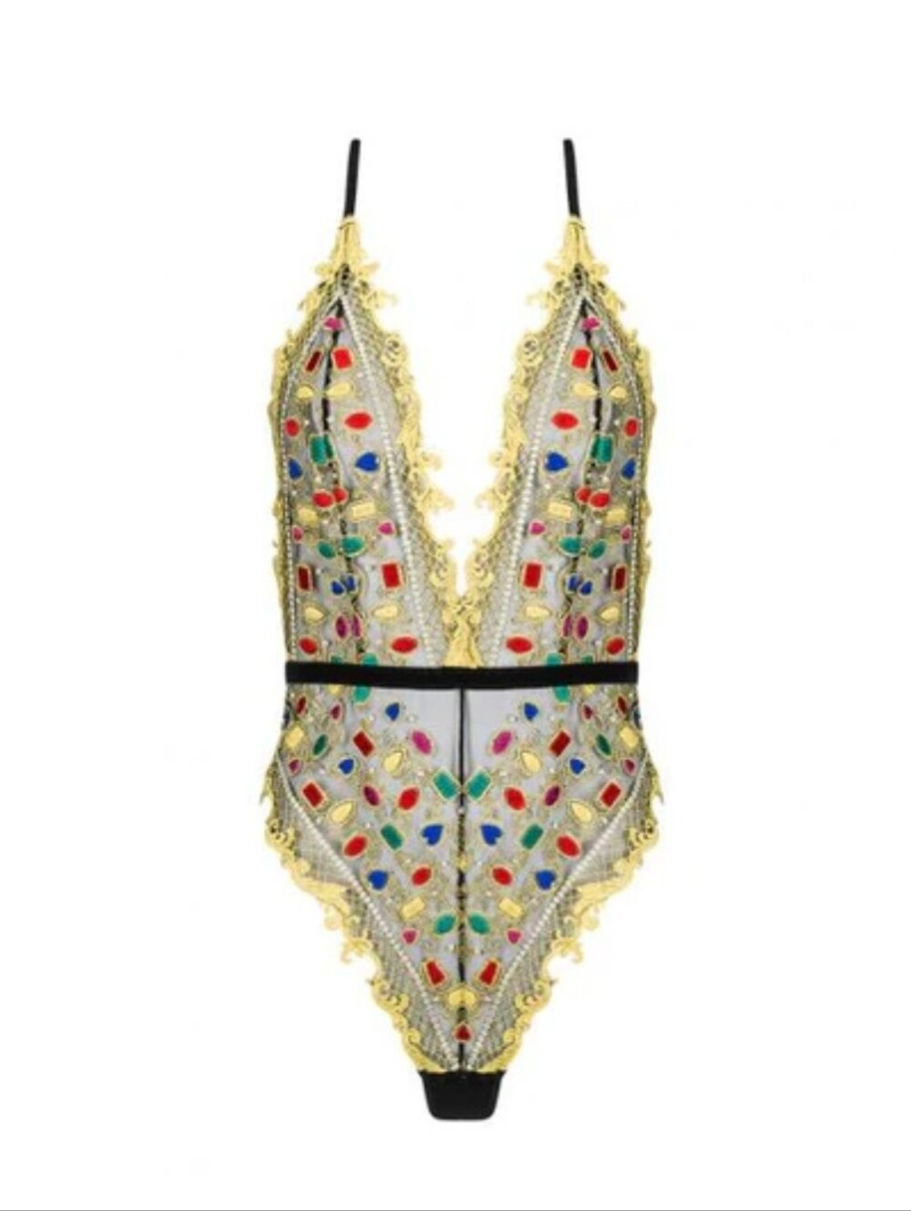 KILO BRAVA EMBROIDERED TEDDY In JEWEL & PEARL MOTIF Size Medium